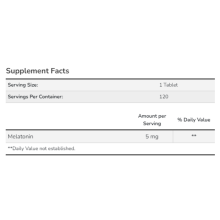 Мелатонін, Melatonin 5 mg - 120 tabs