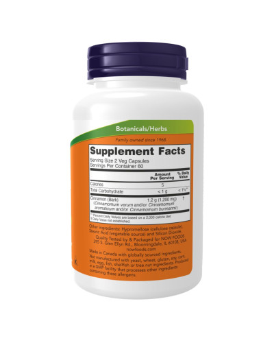 Кора кориці, Cinnamon Bark 600mg - 120 vcaps