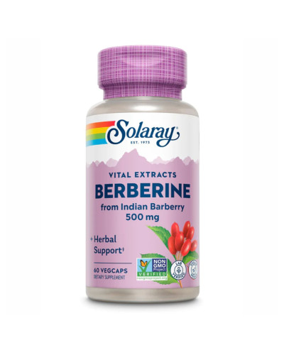 Берберин, для зниження рівню глюкози та роботи кишечника, Berberine from Indian Barberry 500mg - 60 vcaps