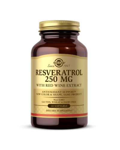 Ресвератрол, Resveratrol 250mg with Red Wine Extract - 60 softgels