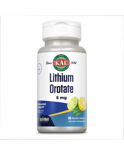 Літіум оротат, Lithium Orotate 5mg - 90 tabs Lemon Lime