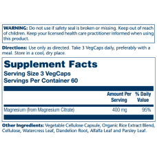 Магній Цитрат, Magnesium Citrate 400mg - 180 vcaps