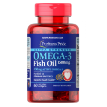 Омега-3, Omega-3 Fish Oil Extra Strength 1500 mg (450 mg Active Omega-3) 60 Softgels
