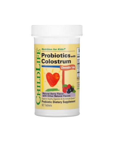 Пробітики для дітей з колострумом, Probiotics with Colostrum Chewable - 90 tabs Natural Berry