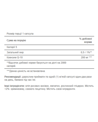 Коензим Q-10, Q-SORB™ Co Q-10 200 mg - 60 Rapid Release Softgels