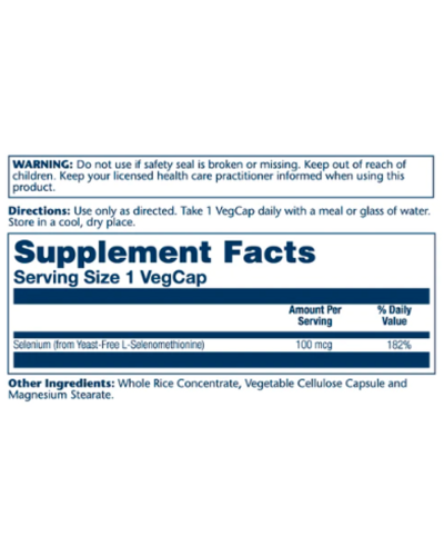 Селен, Solaray Selenium Yeast Free 100mcg - 90 vcaps