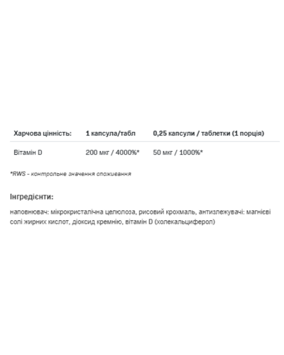 Вітамін Д3, D3 8000 - 120tab