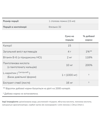 Рідкий Л Карнітин, Carnitine Liquid 1000mg - 473ml Citrus