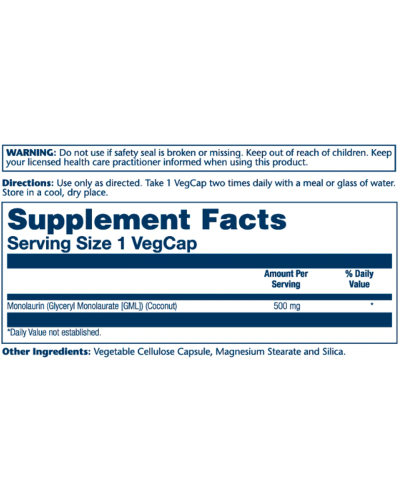 Монолаурин, Monolaurin 500mg - 60 vcaps