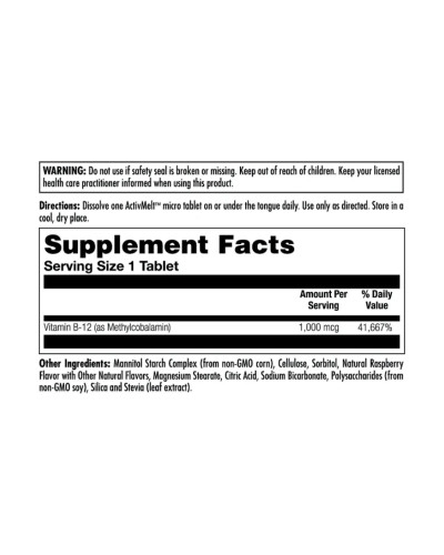 B-12 Methylcobalamin 1000 mcg - 90 tabs Raspberry