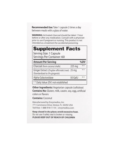 Активоване кокосове вугілля, Activated Charcoal - 60 caps