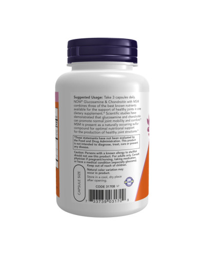 Глюкозамін, хондроїтин та МСМ, Glucosamine & Chondroitin with MSM - 180 vcaps