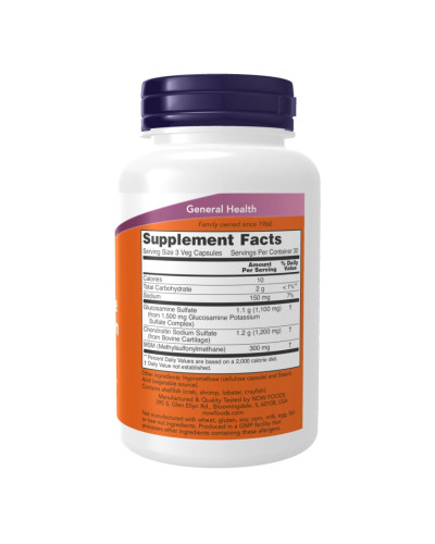 Глюкозамін, хондроїтин та МСМ, Glucosamine & Chondroitin with MSM - 180 vcaps