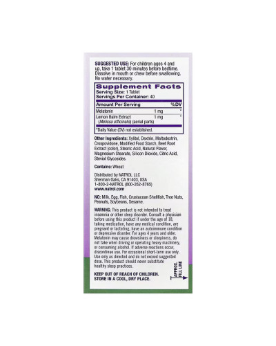 Kids Melatonin 1mg - 40 tabs